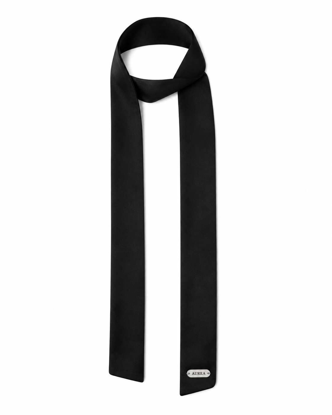 AUREA Noir Silk Skinny Scarf