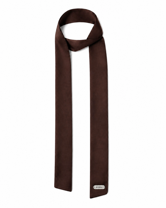 AUREA Umber Skinny Silk-Touch Scarf